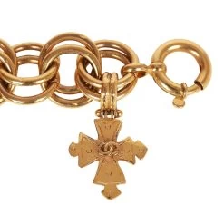 Vintage Chanel Gold Cocomark Cross Link Bracelet -Online Bag Store C B 010523 1 03