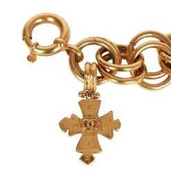 Vintage Chanel Gold Cocomark Cross Link Bracelet -Online Bag Store C B 010523 1 04