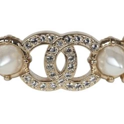 Chanel CC Spiked Crystal And Pearl Cuff Bracelet Light Gold Hardware -Online Bag Store C B 240102 1 05
