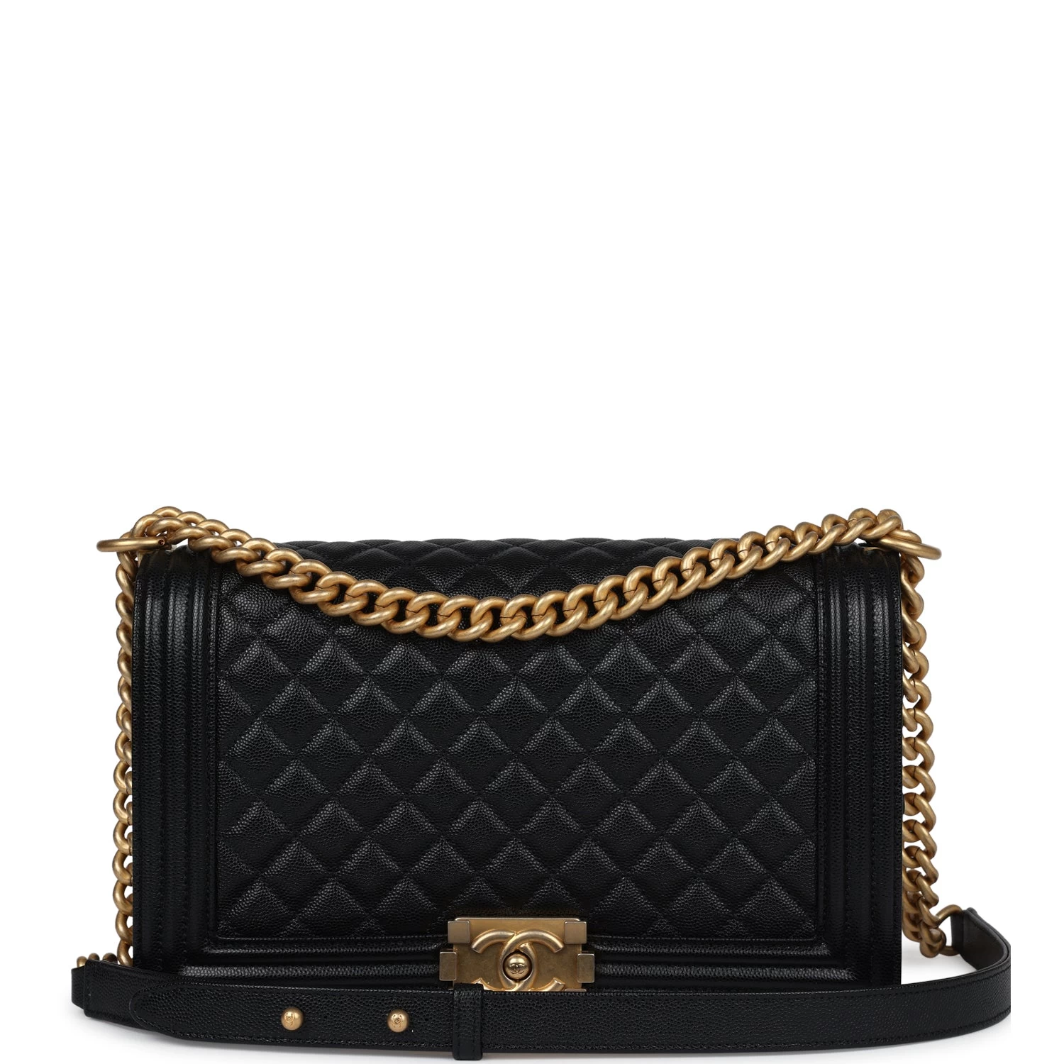 Chanel New Medium Boy Bag Black Caviar Antique Gold Hardware 3 Chanel New Medium Boy Bag Black Caviar Antique Gold Hardware
