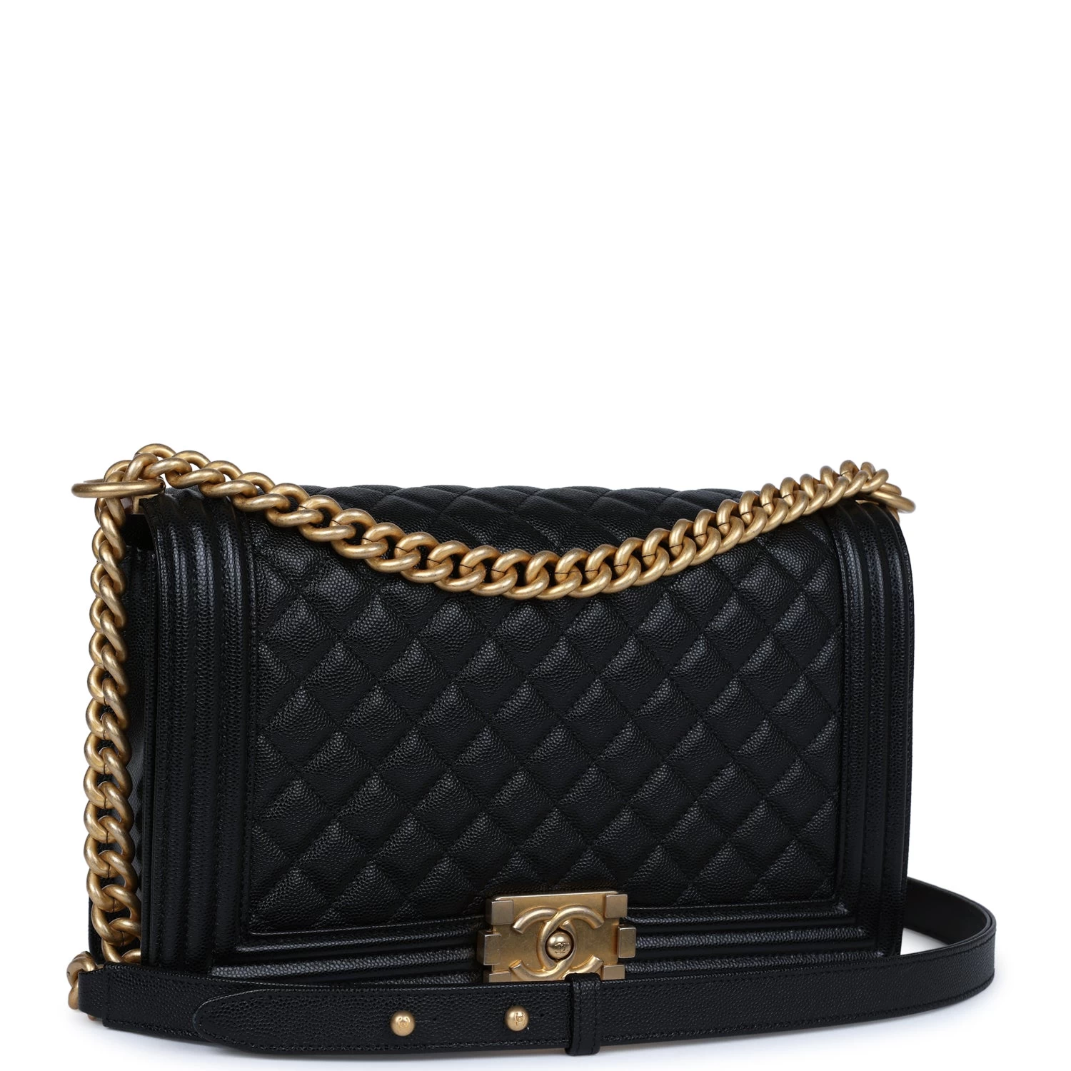 Chanel New Medium Boy Bag Black Caviar Antique Gold Hardware 4 Chanel New Medium Boy Bag Black Caviar Antique Gold Hardware - Image 2
