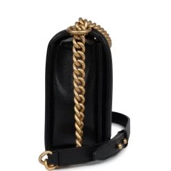 Chanel New Medium Boy Bag Black Caviar Antique Gold Hardware 14 Chanel New Medium Boy Bag Black Caviar Antique Gold Hardware -Online Bag Store C B 240301 1 04