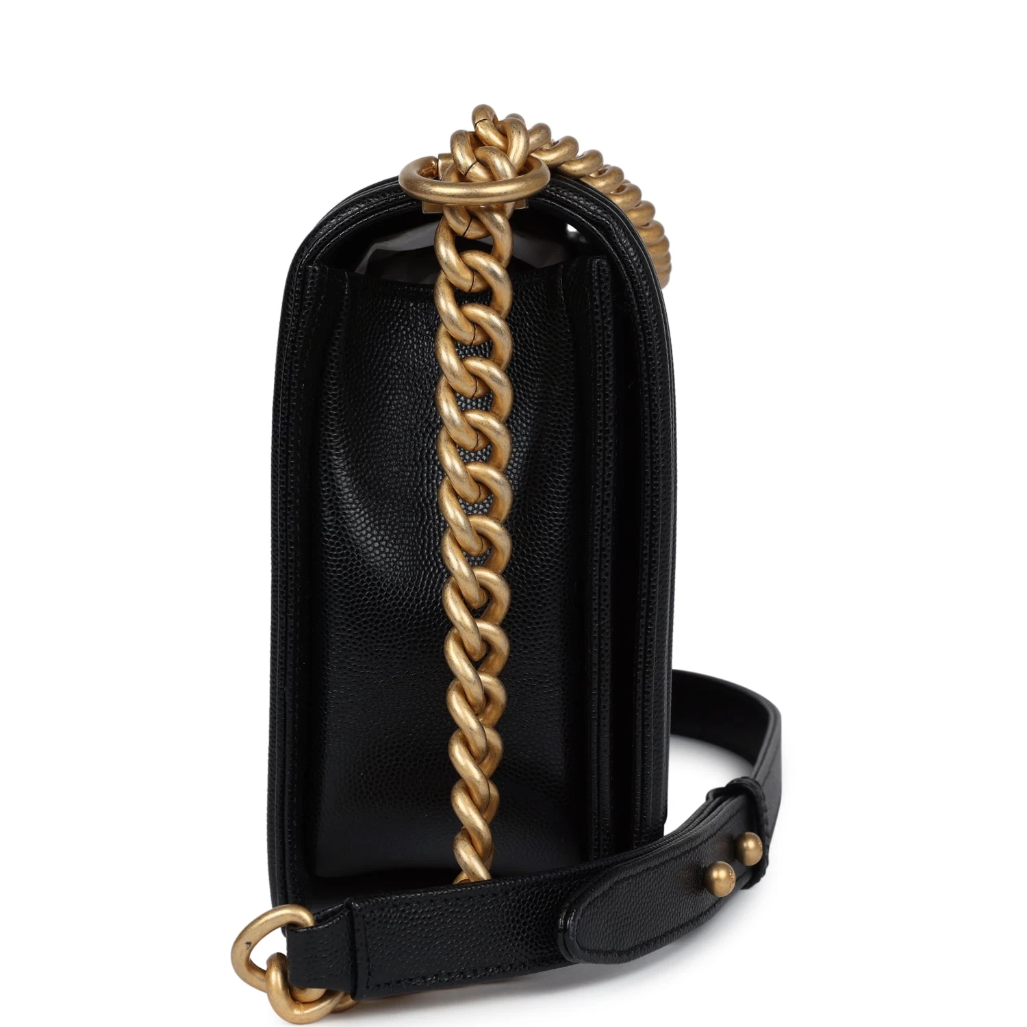 Chanel New Medium Boy Bag Black Caviar Antique Gold Hardware 5 Chanel New Medium Boy Bag Black Caviar Antique Gold Hardware - Image 3