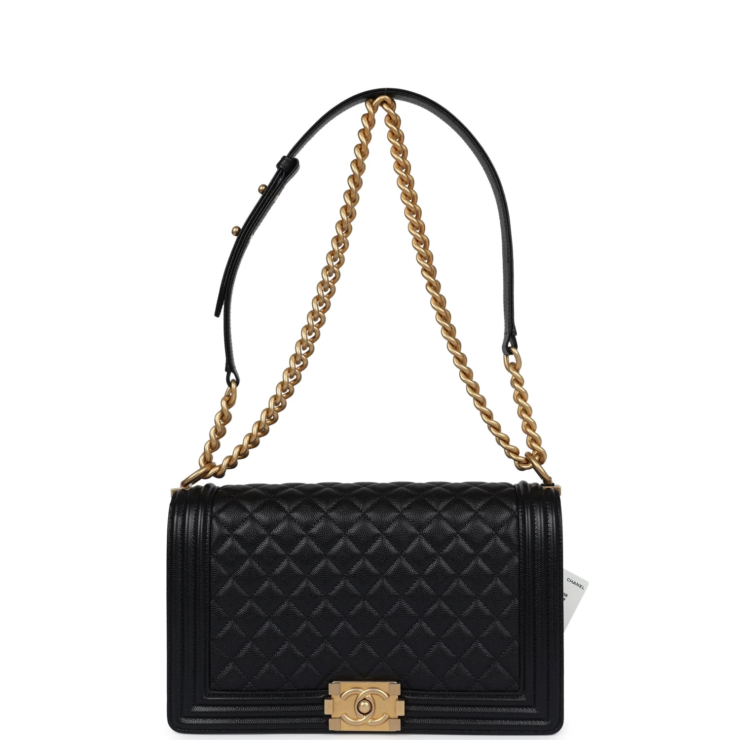 Chanel New Medium Boy Bag Black Caviar Antique Gold Hardware 9 Chanel New Medium Boy Bag Black Caviar Antique Gold Hardware - Image 7