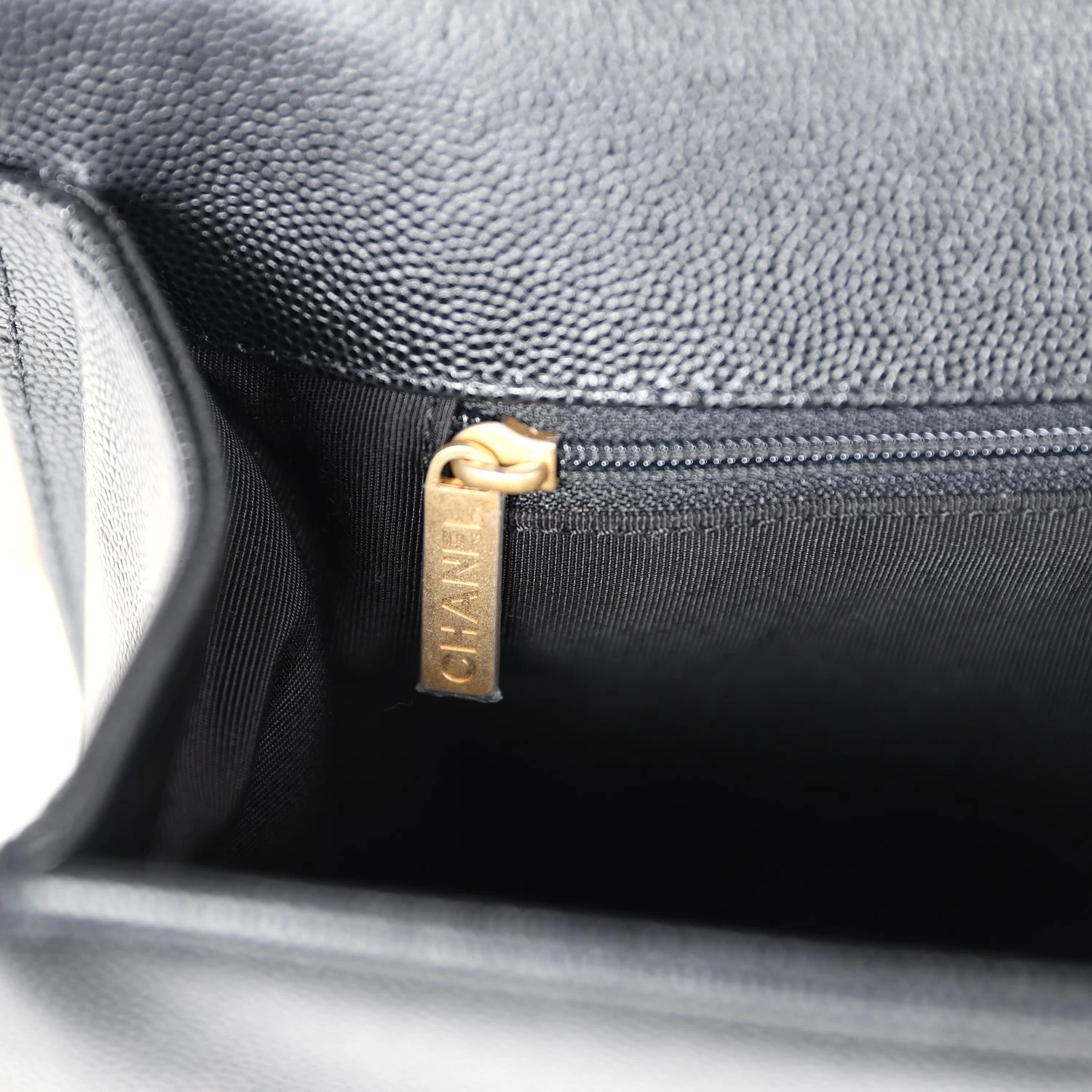 Chanel New Medium Boy Bag Black Caviar Antique Gold Hardware 12 Chanel New Medium Boy Bag Black Caviar Antique Gold Hardware - Image 10