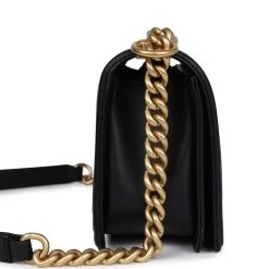 Chanel Medium Boy Bag Black Calfskin Antique Gold Hardware -Online Bag Store C B 240312 1 AC 04