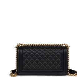 Chanel Medium Boy Bag Black Calfskin Antique Gold Hardware -Online Bag Store C B 240312 1 AC 05