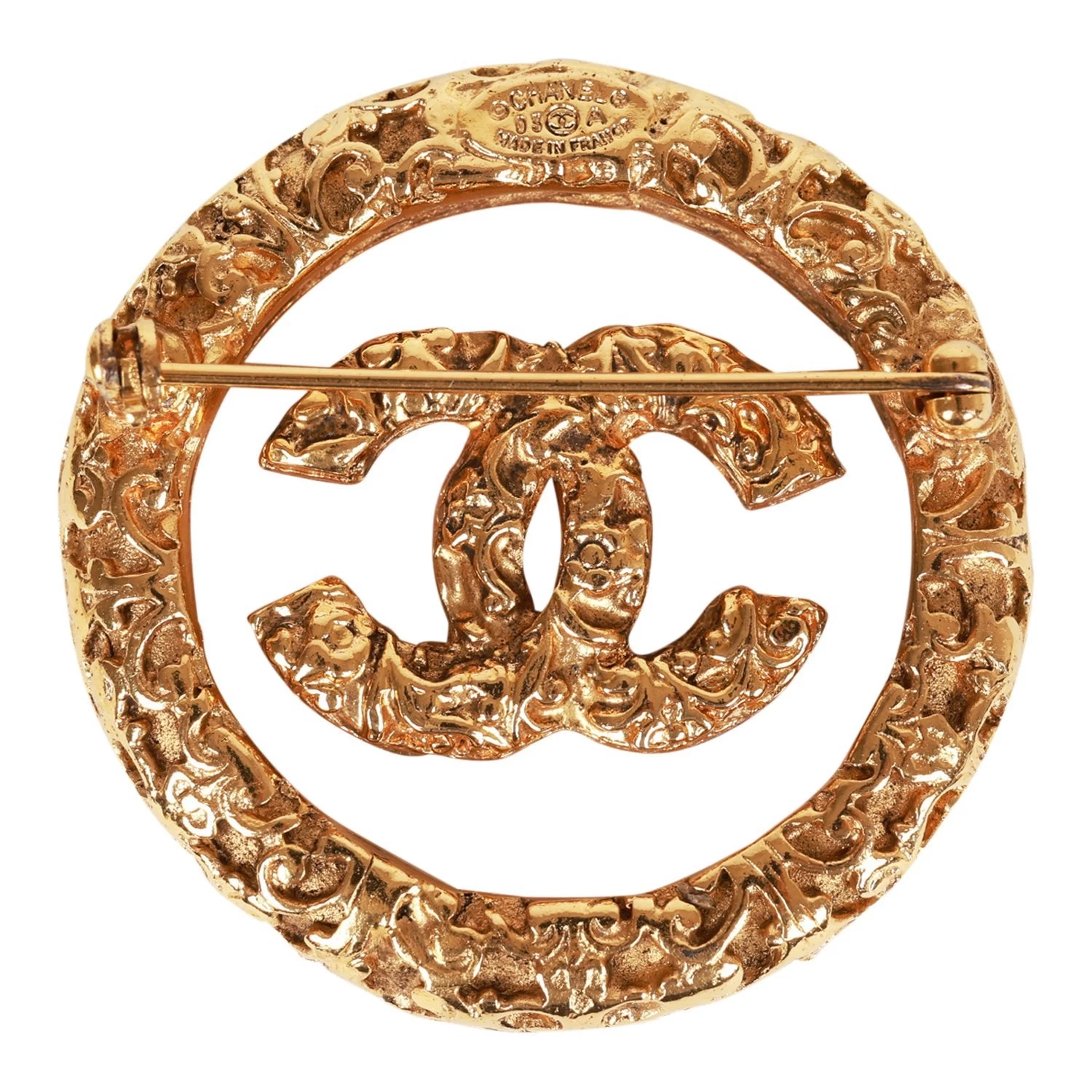 Vintage Chanel Gold Plated CC Lava Brooch 4 Vintage Chanel Gold Plated CC Lava Brooch - Image 2