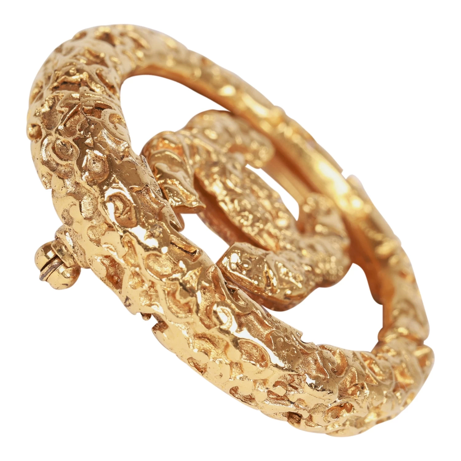 Vintage Chanel Gold Plated CC Lava Brooch 6 Vintage Chanel Gold Plated CC Lava Brooch - Image 4