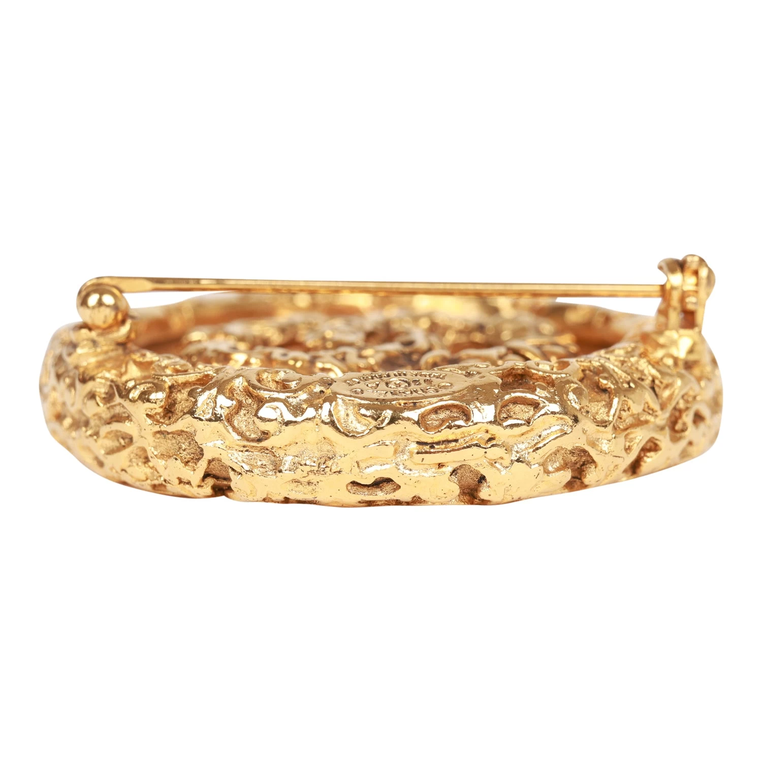 Vintage Chanel Gold Plated CC Lava Brooch 8 Vintage Chanel Gold Plated CC Lava Brooch - Image 6