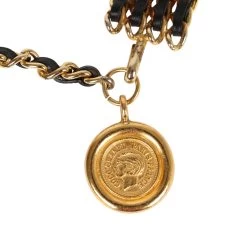 Vintage Chanel Quadruple Layered Chain Belt Black And Gold Leather & Gold Metal 9 Vintage Chanel Quadruple Layered Chain Belt Black And Gold Leather & Gold Metal -Online Bag Store C BT 230913 1 03