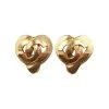 Vintage Chanel Gold CC Heart Earrings
