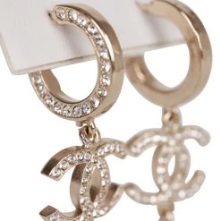 Chanel Pink Crystal CC Pendant Earrings -Online Bag Store C E 230613 10 03
