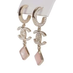 Chanel Pink Crystal CC Pendant Earrings -Online Bag Store C E 230613 10 04