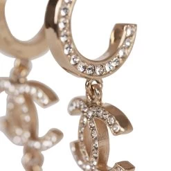 Chanel Pink Crystal CC Pendant Earrings -Online Bag Store C E 230613 10 05