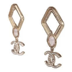 Chanel Gold And Pink "CC" Logo Rhombus Earrings -Online Bag Store C E 230613 3 03