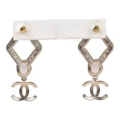 Chanel Gold And Pink "CC" Logo Rhombus Earrings -Online Bag Store C E 230613 3 06