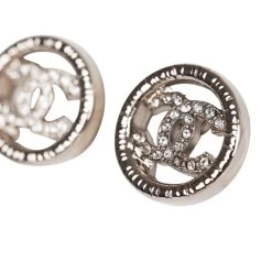 Chanel Silver CC Circle Stud Earrings -Online Bag Store C E 230613 6 03