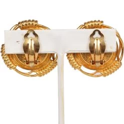 Vintage Chanel White Gripoix Gold Metal Earrings -Online Bag Store C E 230901 2 04