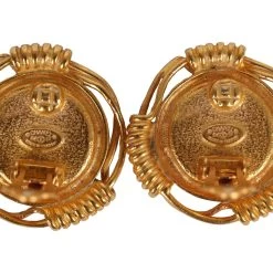 Vintage Chanel White Gripoix Gold Metal Earrings -Online Bag Store C E 230901 2 05
