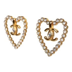 Chanel Heart Shaped Rhinestone Earrings With Gold Metal CC Drop -Online Bag Store C E 230906 1 03 361308e6 f4b5 4361 9627 923ba9508cbe