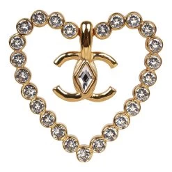 Chanel Heart Shaped Rhinestone Earrings With Gold Metal CC Drop -Online Bag Store C E 230906 1 04 76e92974 887f 4e9c a889 1df9a09124b3