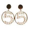 Vintage Chanel Jumbo No. 5 Circle Dangle Earrings Faux Pearl And Gold Metal -Online Bag Store C E 230920 2 01