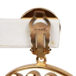 Vintage Chanel Jumbo No. 5 Circle Dangle Earrings Faux Pearl And Gold Metal -Online Bag Store C E 230920 2 05