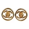 Vintage Chanel CC Circle Turnlock Earrings Gold Metal -Online Bag Store C E 230920 3 01