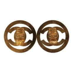 Vintage Chanel CC Circle Turnlock Earrings Gold Metal -Online Bag Store C E 230920 3 05