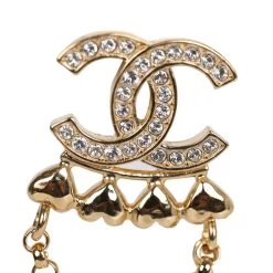 Chanel CC Rhinestone And Gold Metal Dangle Ear Cuff Earrings -Online Bag Store C E 230921 1 04