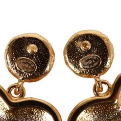 Chanel Heart Shaped CC Black Enamel, Faux Pearl, And Gold Metal Earrings -Online Bag Store C E 230921 2 05