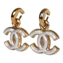 Chanel Dangle Pearl CC Earrings Faux Pearl & Gold Metal -Online Bag Store C E 231019 3 03