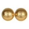 Vintage Chanel CC Round Button Clip On Earrings Gold Metal -Online Bag Store C E 231023 1 01