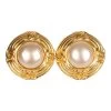 Vintage Chanel Pearl Round CC Button Clip On Earrings Faux Pearl & Gold Metal -Online Bag Store C E 231023 2 01