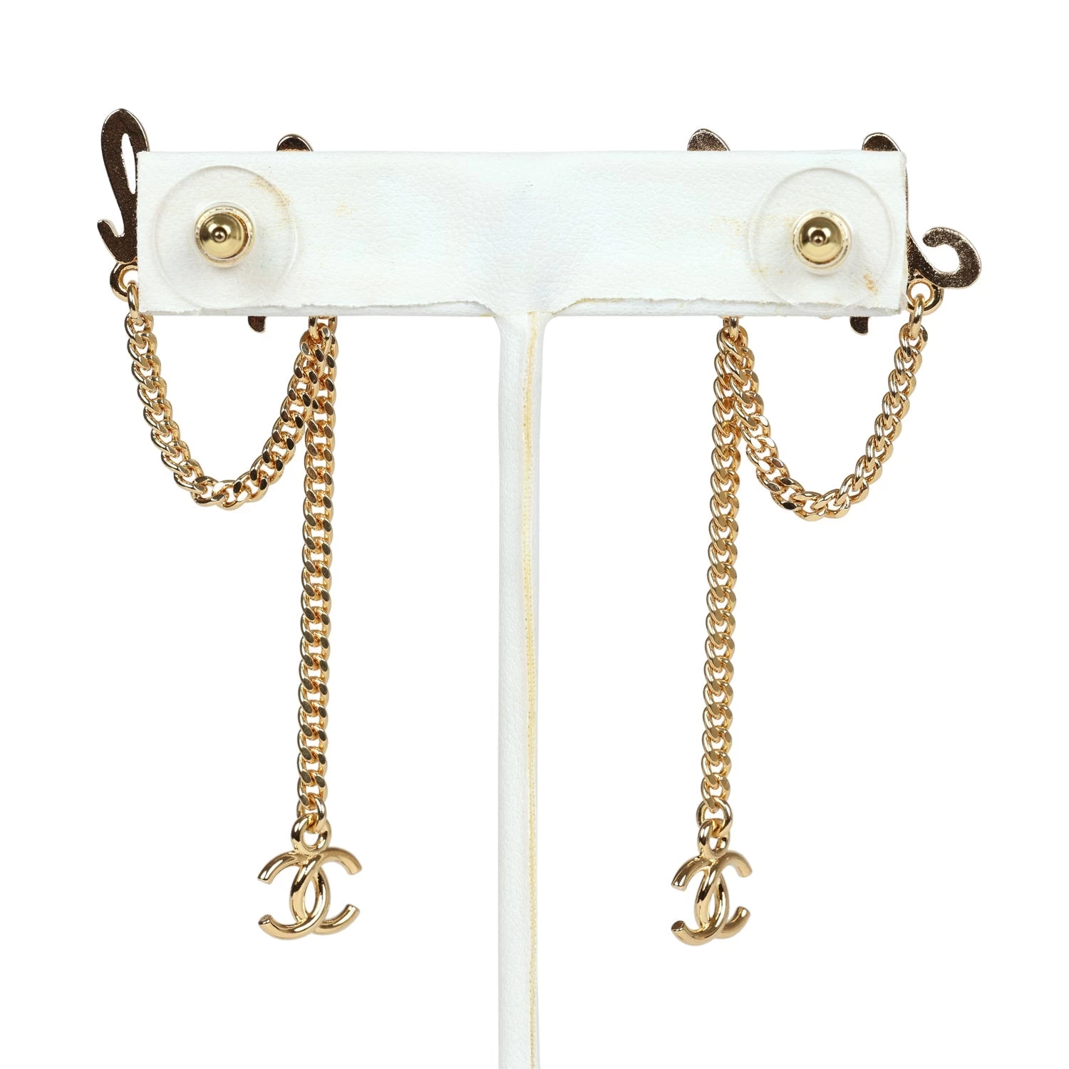 Chanel Logo Drop Chain Earrings Gold Metal 6 Chanel Logo Drop Chain Earrings Gold Metal - Image 4