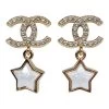 Chanel Crystal And Pearl CC Star Dangle Earrings Gold Hardware -Online Bag Store C E 240102 1 01