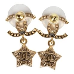 Chanel Crystal And Pearl CC Star Dangle Earrings Gold Hardware 9 Chanel Crystal And Pearl CC Star Dangle Earrings Gold Hardware -Online Bag Store C E 240102 1 04