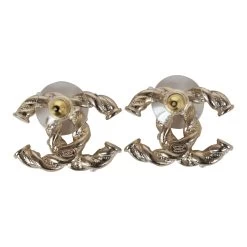 Chanel Twisted CC Light Pink And White Crystal And Pearl Earrings Gold Metal Hardware -Online Bag Store C E 240102 2 04