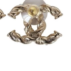 Chanel Twisted CC Light Pink And White Crystal And Pearl Earrings Gold Metal Hardware -Online Bag Store C E 240102 2 05