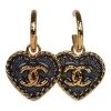 Chanel Gold Hoop CC Blue Denim Heart Dangle Earrings Gold Hardware -Online Bag Store C E 240126 1 01