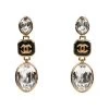 Chanel CC Crystal Dangle Earrings Gold Hardware