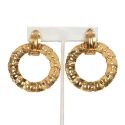 Vintage Chanel Small CC Knocker Hoop Earrings Gold Hardware -Online Bag Store C E 240306 7 04