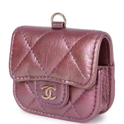 Chanel AirPods Pro Case Purple Iridescent Lambskin Light Gold Hardware -Online Bag Store C FN 020323 1 MB 03