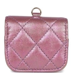 Chanel AirPods Pro Case Purple Iridescent Lambskin Light Gold Hardware -Online Bag Store C FN 020323 1 MB 05