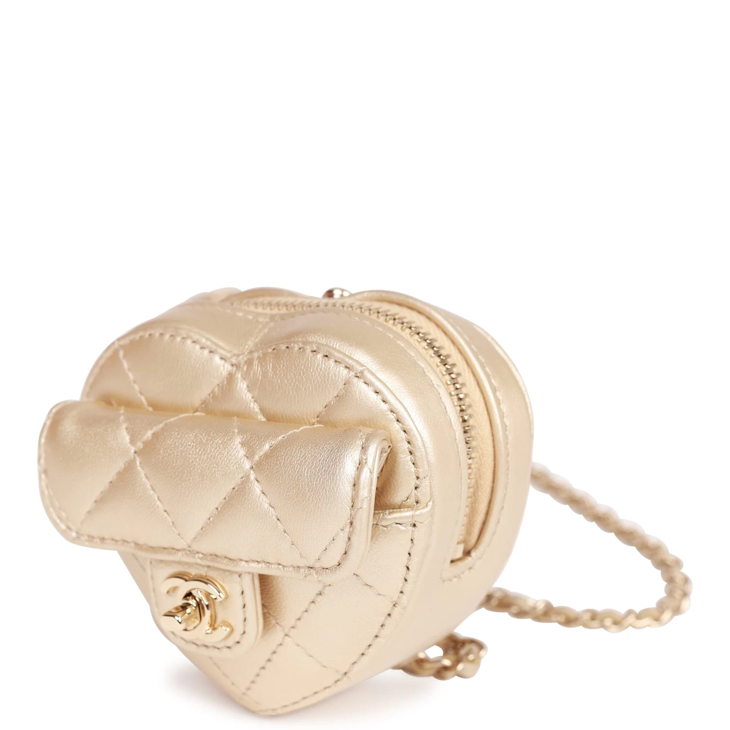 Chanel CC In Love Heart Necklace Bag Gold Lambskin Light Gold Hardware 5 Chanel CC In Love Heart Necklace Bag Gold Lambskin Light Gold Hardware - Image 3