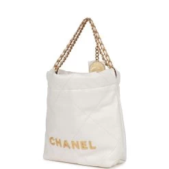 Chanel Mini 22 Bag White Calfskin Gold Hardware -Online Bag Store C FN 230315 1 03