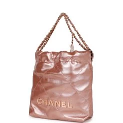 Chanel Mini 22 Bag Rose Gold Iridescent Calfskin Rose Gold Hardware 15 Chanel Mini 22 Bag Rose Gold Iridescent Calfskin Rose Gold Hardware -Online Bag Store C FN 230410 2 03