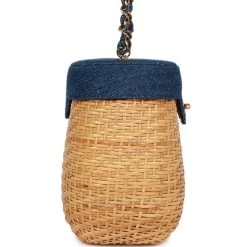 Vintage Chanel Basket Bag Denim And Rattan Wicker Gold Hardware 14 Vintage Chanel Basket Bag Denim And Rattan Wicker Gold Hardware -Online Bag Store C FN 230419 1 05