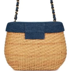 Vintage Chanel Basket Bag Denim And Rattan Wicker Gold Hardware 16 Vintage Chanel Basket Bag Denim And Rattan Wicker Gold Hardware -Online Bag Store C FN 230419 1 06